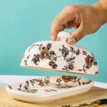 Butterdose Keramik Blumen